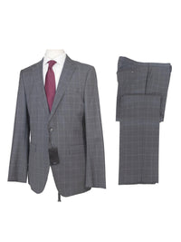 Thumbnail for Hugo Boss Mens 42L Gray Windowpane 100% Wool Slim Fit 2 Piece Suit