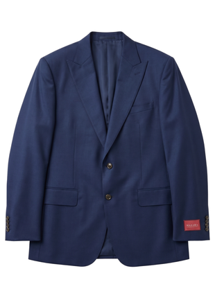 Sartoria Mazara Mens Navy Classic Fit Peak Lapel Wool 2-Button Suit - The Suit Depot