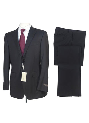 Canali Mens 40R Drop 8 Black Striped 100% Wool Slim Fit 2 Piece Suit