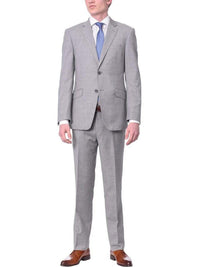 Thumbnail for Mens Slim Fit Light Gray Two Button 100% Wool Suit