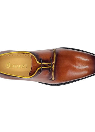 Carrucci Mens Cognac Brown Lace-up Oxford Leather Dress Shoes With Lug Sole