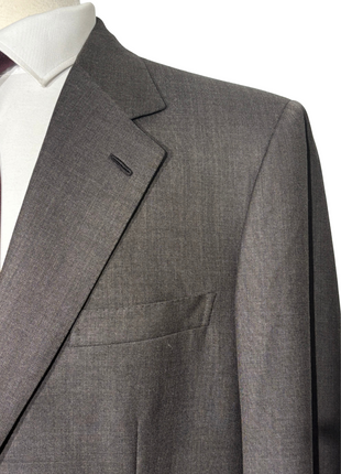 Brioni Mens Brown-Charcoal Textured Fully-Canvassed Notch Lapel Classic Fit 2-Button Wool Suit  - 46L