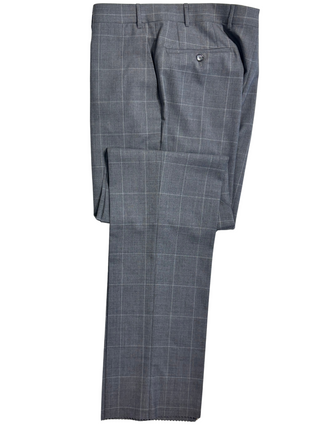 Corneliani Mens Gray Windowpane Fully-Canvassed Notch Lapels Classic Fit 2 Button Wool Suit - 40R
