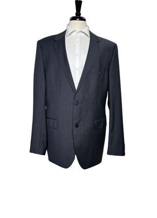 Hugo Boss Mens Gray Micro-Check Notch Lapels Slim Fit 2 Button Wool Suit - 46L