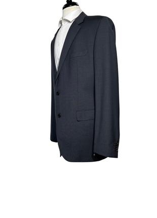 Hugo Boss Mens Gray Micro-Check Notch Lapels Slim Fit 2 Button Wool Suit - 46L