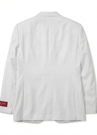 Mazara Mens Solid White Slim Fit Peak Lapels Wool 2-Button Suit