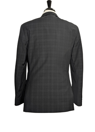 Caravelli Mens Black Plaid Slim Fit 2 Piece Suit