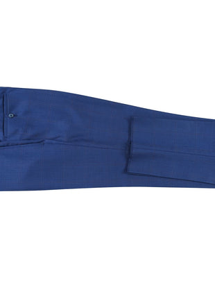 English Laundry Blue Tonal Windowpane Slim Fit Notch Lapel 2 Button Wool Suit