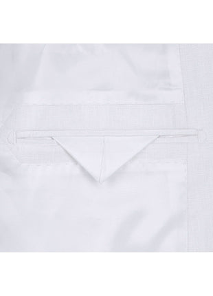 Men's Big & Tall Notch Lapels White Solid Linen Suits