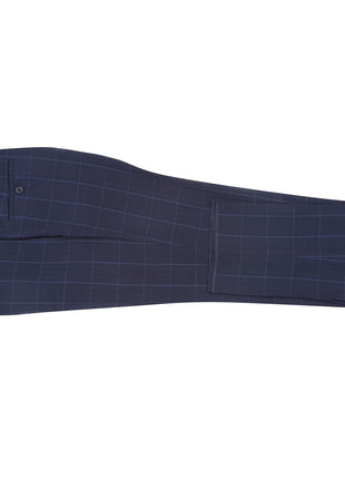 English Laundry Navy Windowpane Slim Fit Notch Lapel 2 Button Stretch Suit