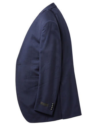 Corneliani Mens Navy Blue and Silver Mixed Pattern Fully-Canvassed No-Lapel Slim Fit 3-Piece Wool Suit - 38L