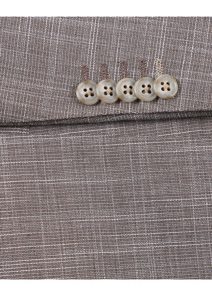 English Laundry Light Brown Check Slim Fit Notch Lapel 2 Button Stretch Suit With Patch Pockets