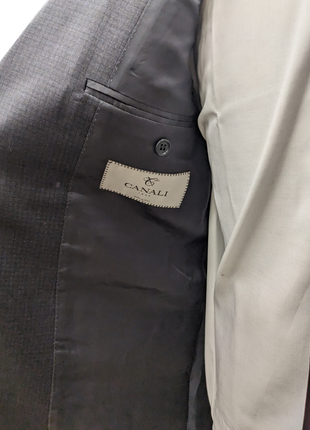 Canali 1934 Mens Gray Check 44L Drop 7 100% Wool 2 Button 2 Piece Suit