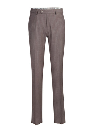 English Laundry Mens Brown Stripe Slim Fit Notch Lapel 2 Button Stretch Suit With Patch Pockets