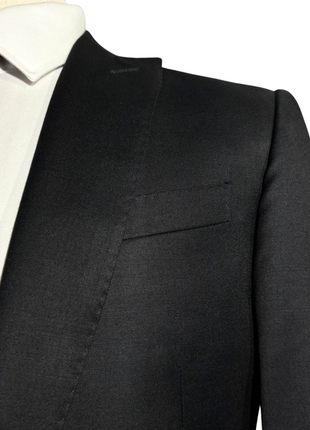 Corneliani Mens Solid Black Fully-Canvassed Peak Lapel Classic Fit 3-Piece Wool Tuxedo Suit - 40R