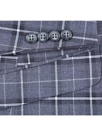 Thumbnail for Men's Classic Fit Single Breasted Grey & White Check Suits