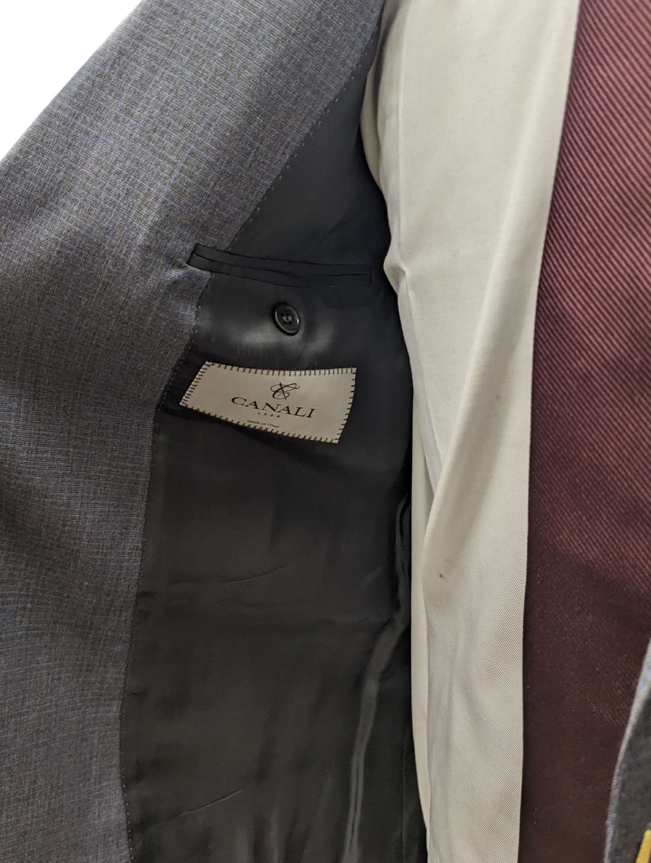 Canali 1934 Traje gris a cuadros 44L Drop 7 100% lana con 2 botones y 2 piezas para hombre