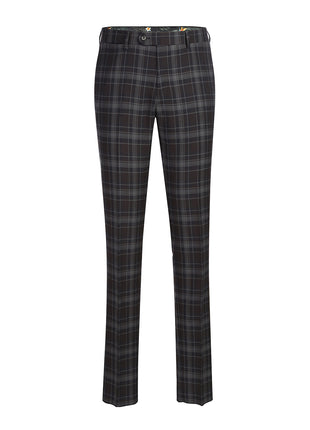 English Laundry Grey & Brown Windowpane Slim Fit Peak Lapel Two button Stretch Suit