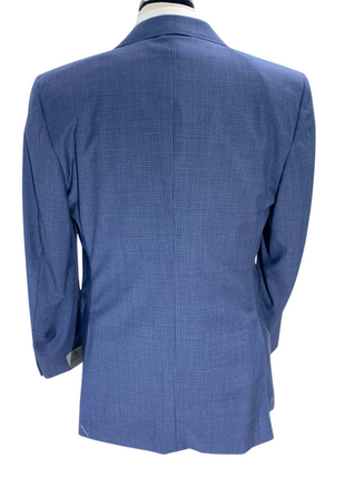 Canali Blue Check Notch Lapel 100% Wool 2 Button Suit 40R