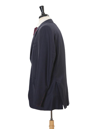 Isaia Mens 42R Drop 8 Navy Pinstripe 100% Wool Slim Fit 2 Piece Suit