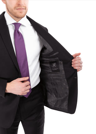 John Varvatos Half-Canvassed Black Two Button Wool Blend Suit