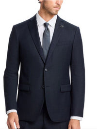 Thumbnail for John Varvatos Half-Canvassed Blue Two Button Wool Blend Suit