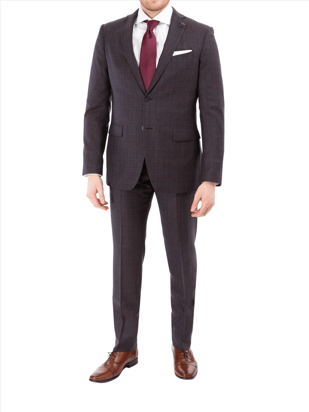 John Varvatos Half-Canvassed Burgundy Two Button Wool Blend Suit