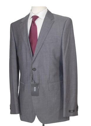 Hugo Boss Mens Gray Striped 100% Wool Slim Fit 2 Piece Suit