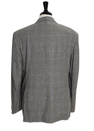 Sartoria Partenopea Men's Gray Windowpane 100% Cashmere 3-Roll-2 Sportcoat 46R
