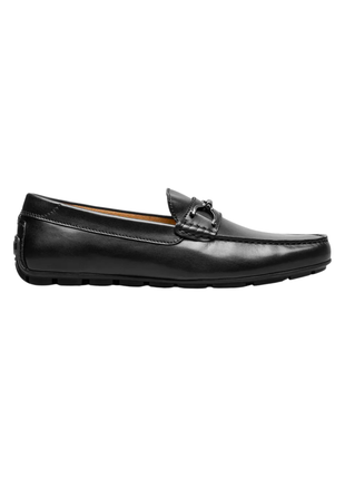 Florsheim Mens Motor Black Slip On Bit Driver Loafer Leather Dress Shoes - The Suit Depot