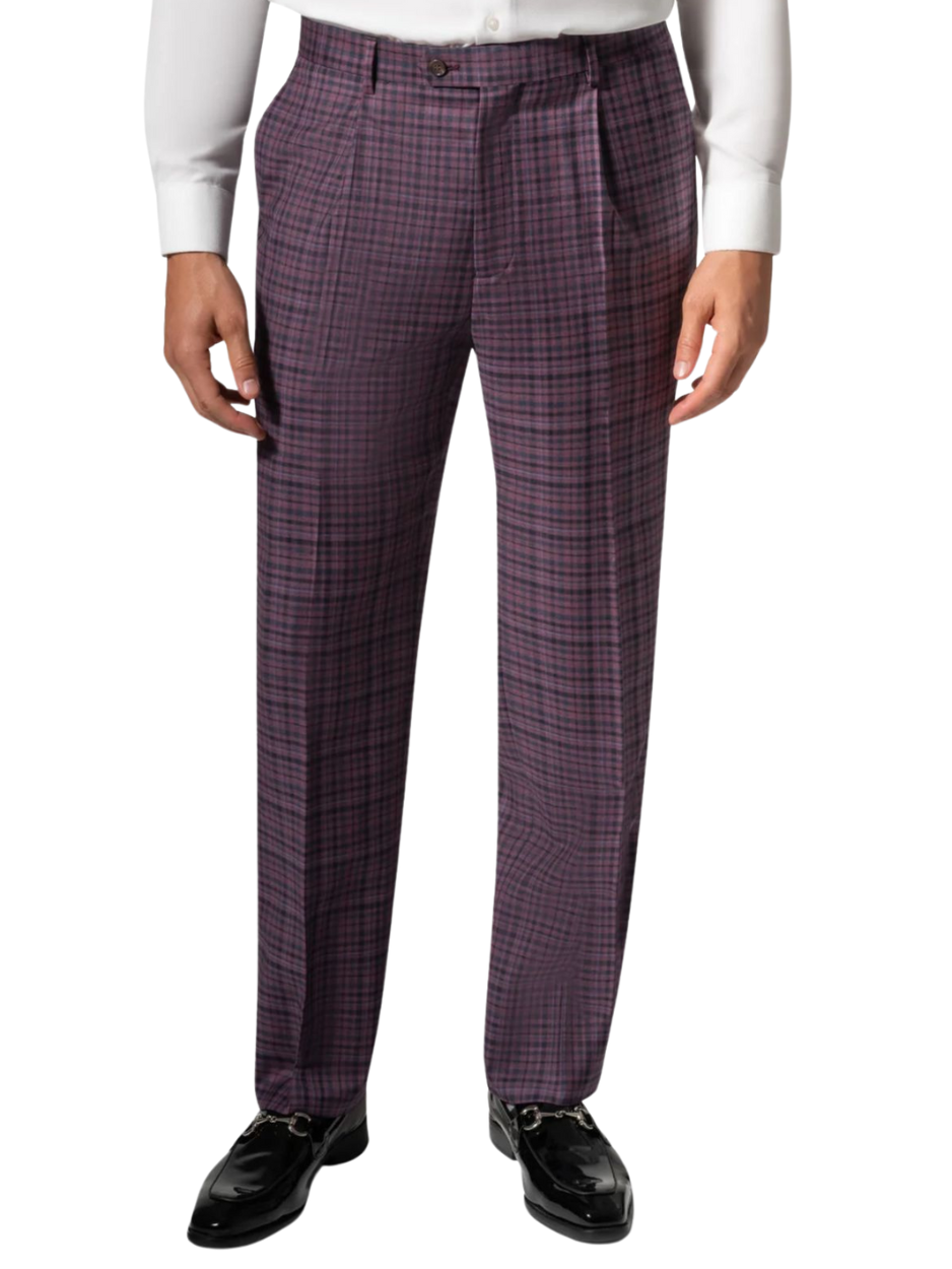 Berragamo Elegant Mens Purple Plaid Modern Fit 100% Wool 3 Piece Suit – The Suit Depot Berragamo Elegant Mens Purple Plaid Modern Fit 100% Wool 3 Piece Suit – The Suit Depot