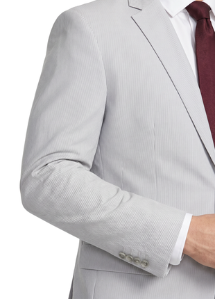 Kenneth Cole New York Gray Pinstriped Cotton Slim Fit Notch Lapel 2-button Suit - The Suit Depot