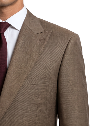 Apollo King Mens Camel Tan Classic Fit  Peak Lapels Wool 3 Piece Suit
