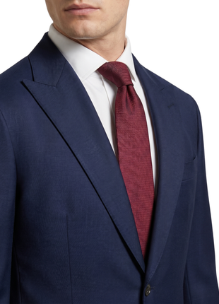 Sartoria Mazara Mens Navy Classic Fit Peak Lapel Wool 2-Button Suit - The Suit Depot