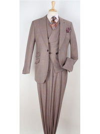 Thumbnail for Apollo King Mens Classic Fit Purple Plaid 100% Wool 3 Piece Suit
