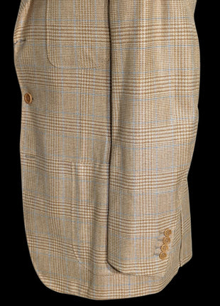 Sartoria Partenopea Men's Tan Glen Plaid Silk Blend 3-Roll-2 Sportcoat 42R
