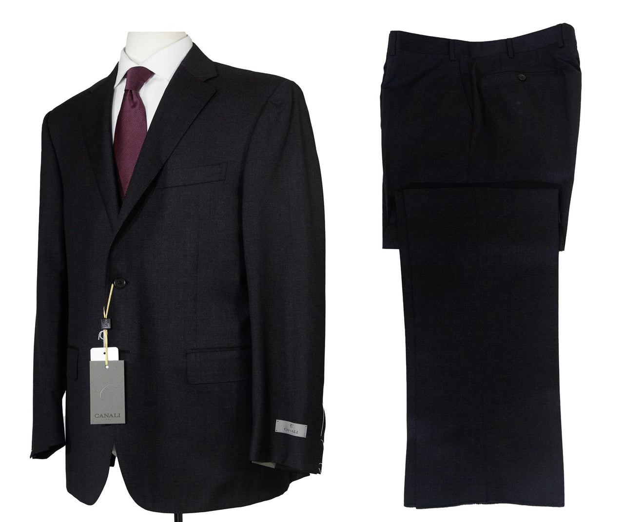 Canali Mens Dark Charcoal Grey Classic Fit 38R Drop 4 100% Wool 2 Piece Suit