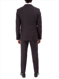Thumbnail for John Varvatos Half-Canvassed Windowpane Burgundy Slim Fit Two Button Stretch Wool Suit