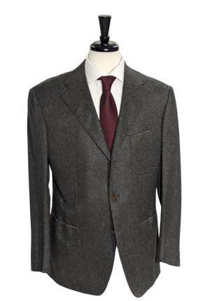 Sartoria Partenopea Men's Gray & Black Herringbone Wool-Cashmere Sportcoat 44R