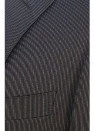 Canali Mens 40R Drop 8 Black Striped 100% Wool Slim Fit 2 Piece Suit