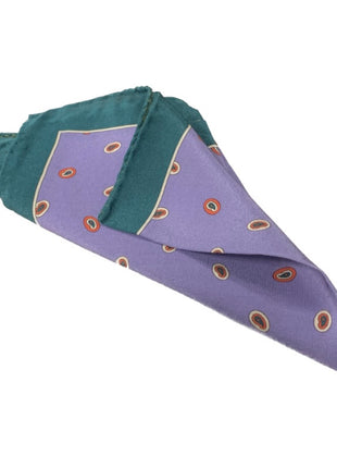 Cesare Attolini Blue Motif Pocket Square Handmade In Italy