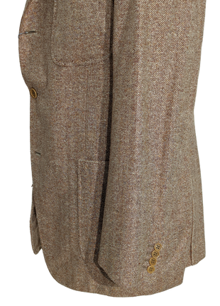Sartoria Partenopea Men's Red Herringbone Silk Blend 3-Roll-2 Sportcoat 44R
