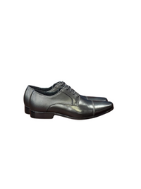 Thumbnail for Salo NY Mens Black Cap Toe Lace Up Oxford Leather Dress Shoes