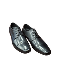 Thumbnail for Salo NY Mens Black Cap Toe Lace Up Oxford Leather Dress Shoes