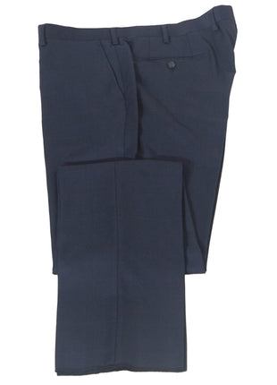 Napoli Mens 46L Navy Blue Plaid 100% Wool Slim Fit 2 Piece Suit