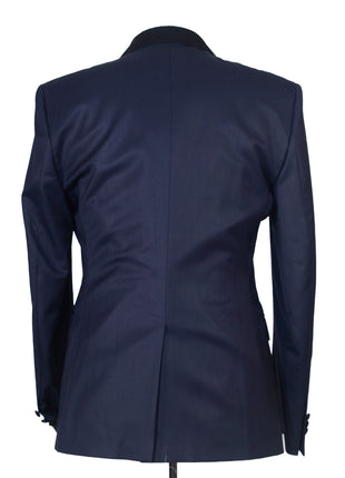 Versace Collection Mens Solid Navy Peak Lapel Classic Fit 1-Button Wool Tuxedo - 38R