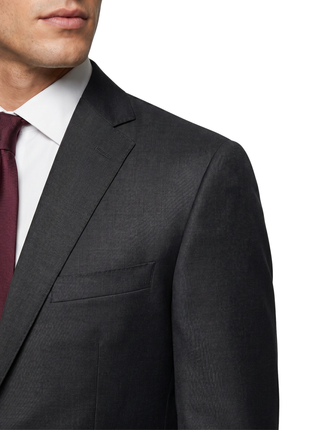Blujacket Charcoal Gray Wool Regular Fit  Notch Lapel 2 button Suit - The Suit Depot