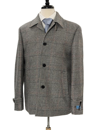 Canuti By Steven Land Mens Light Gray Plaid 100% Wool Overcoat