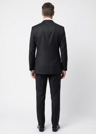 Sartoria Mazara Micro Textured Weave Black Classic Fit Notch Lapel 2-Button Wool Suit