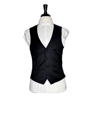 Corneliani Mens Solid Black Fully-Canvassed Shawl Lapel Classic Fit 3-Piece Wool Tuxedo - 38R
